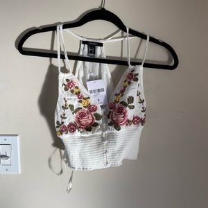 Forever 21 Floral Embroidered Cropped Cami